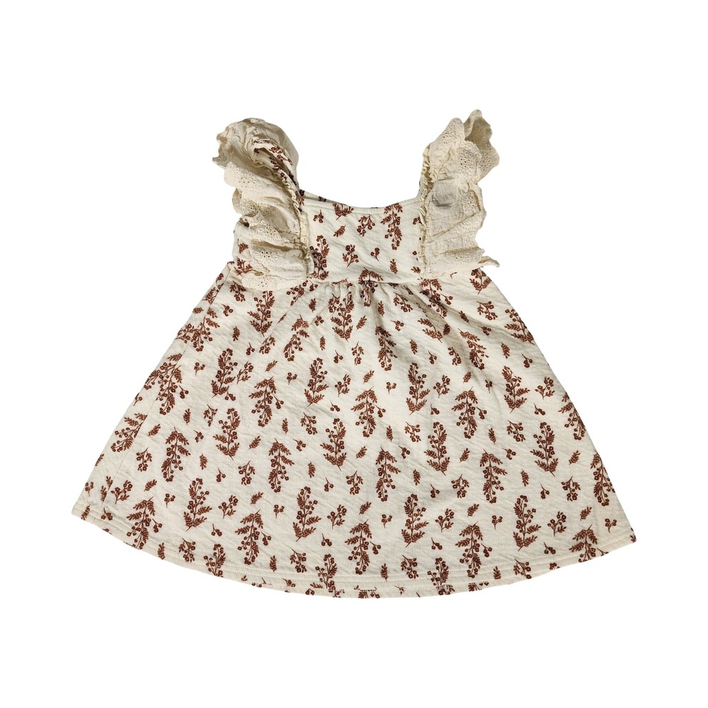 Gerber Girls 3T Brown Floral Waffle‎ Knit Dress Ruffle Eyelet Sleeve Sample